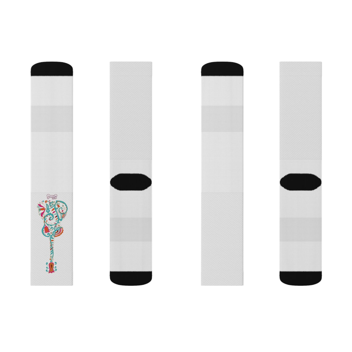 Blooming Floral Guitar Sublimation Socks