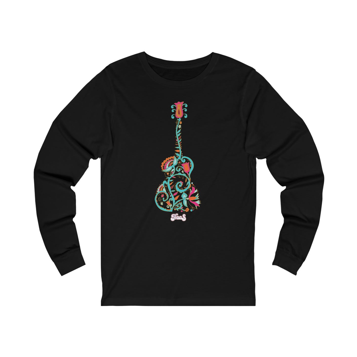 Blooming Floral Guitar Unisex Jersey Long Sleeve Tee