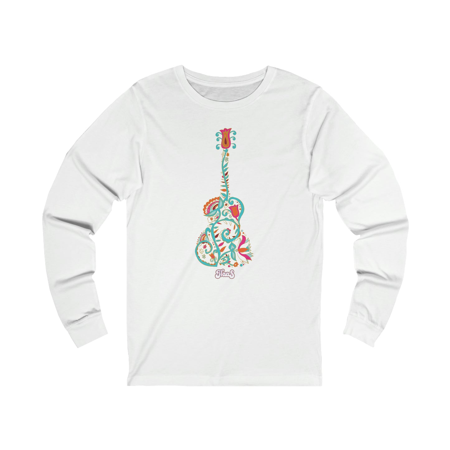 Blooming Floral Guitar Unisex Jersey Long Sleeve Tee