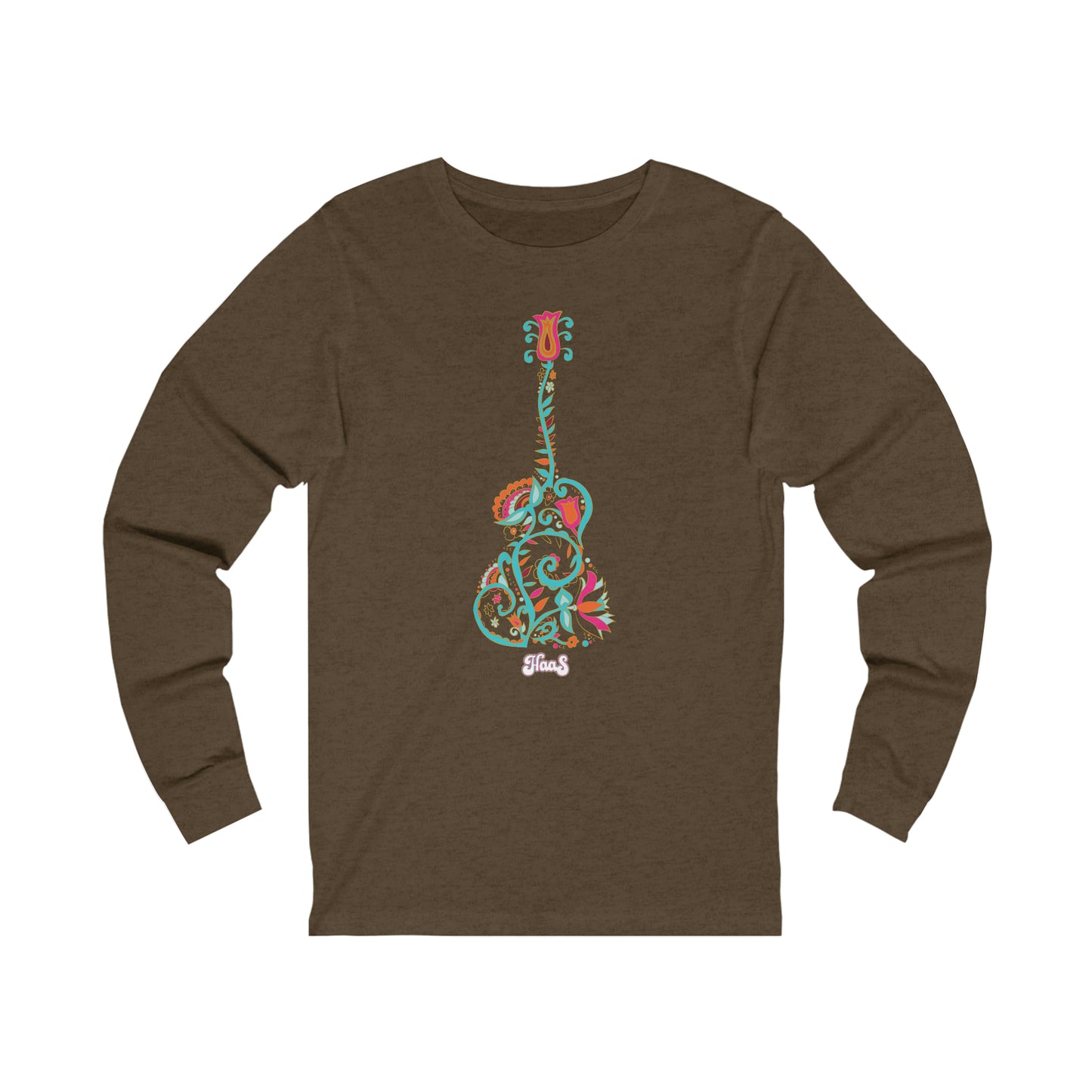 Blooming Floral Guitar Unisex Jersey Long Sleeve Tee