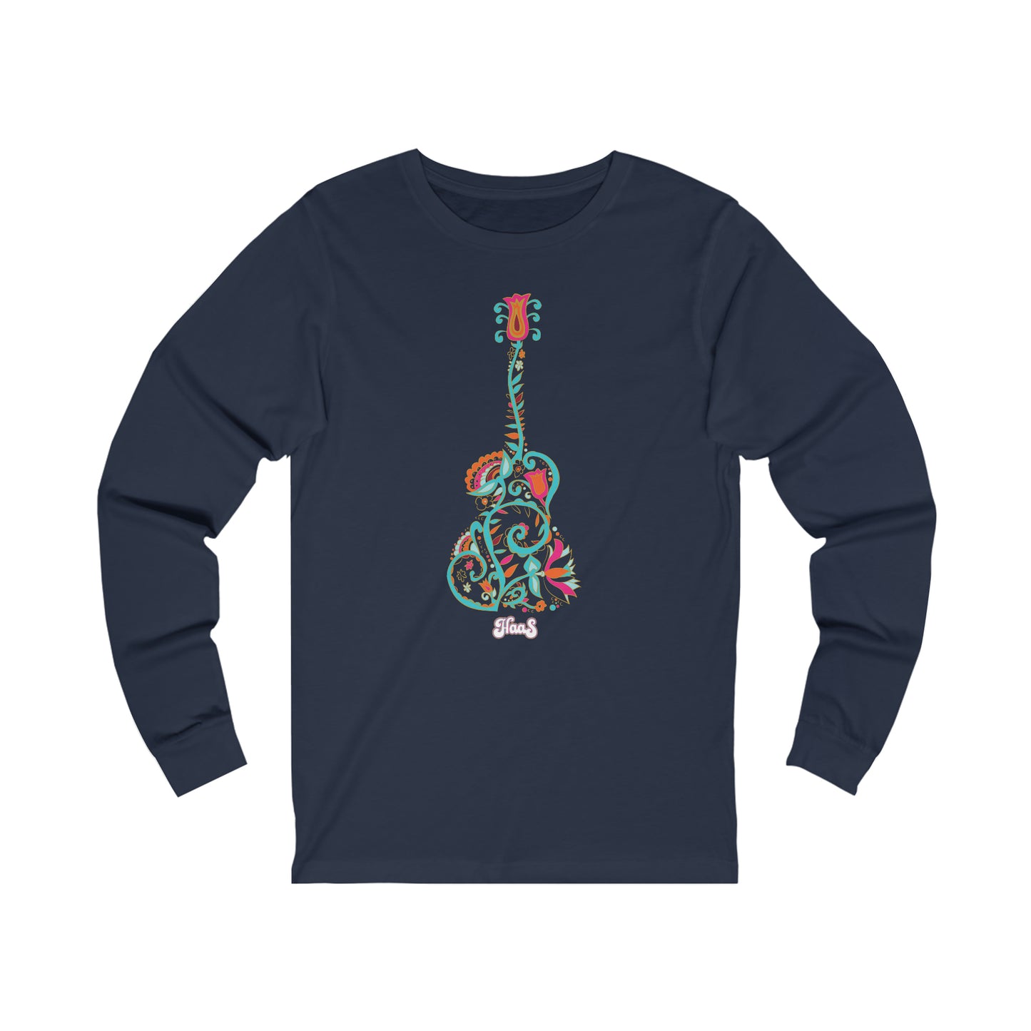 Blooming Floral Guitar Unisex Jersey Long Sleeve Tee