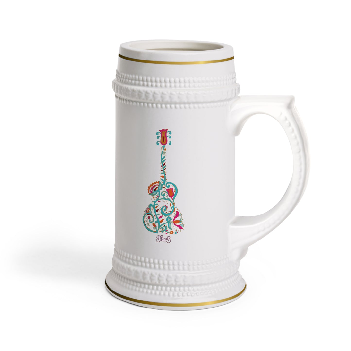Blooming Floral Guitar Stein Mug