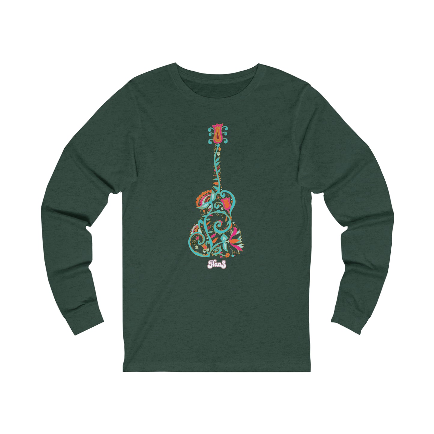 Blooming Floral Guitar Unisex Jersey Long Sleeve Tee