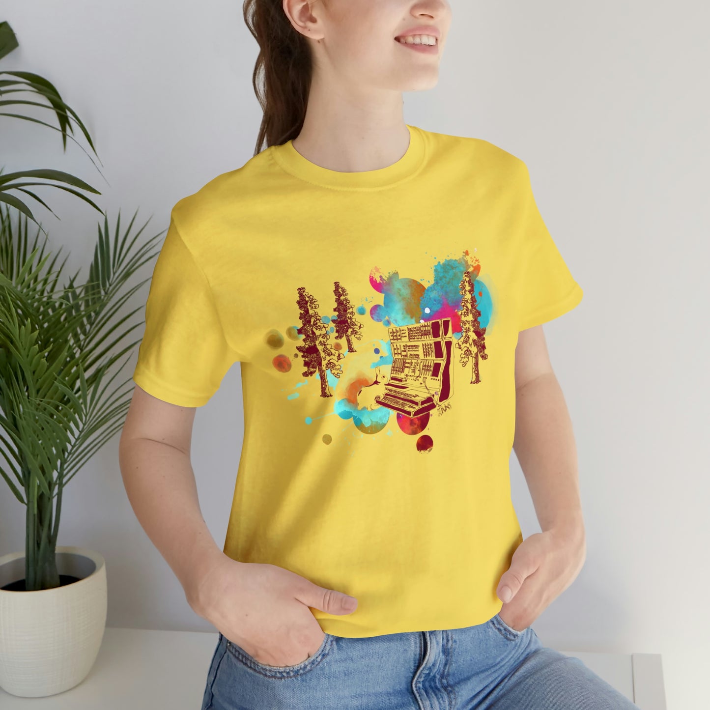 Rabbit Rockin Synth Unisex Tee 100% Airlume Cotton