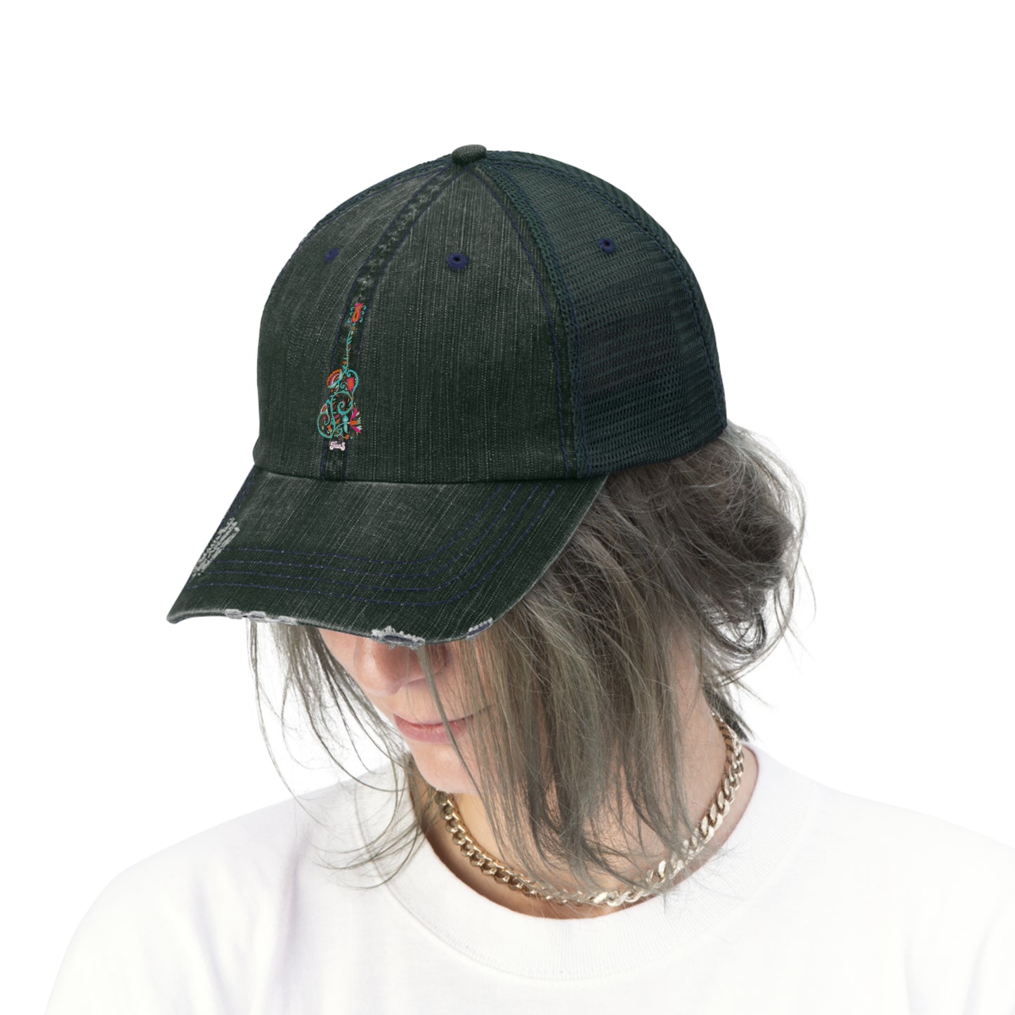 Blooming Floral Guitar Unisex Trucker Hat