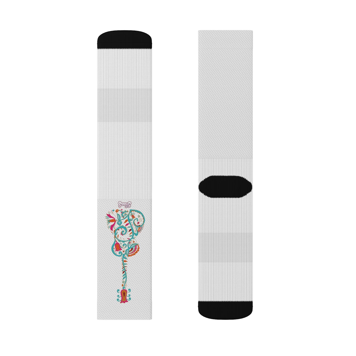 Blooming Floral Guitar Sublimation Socks