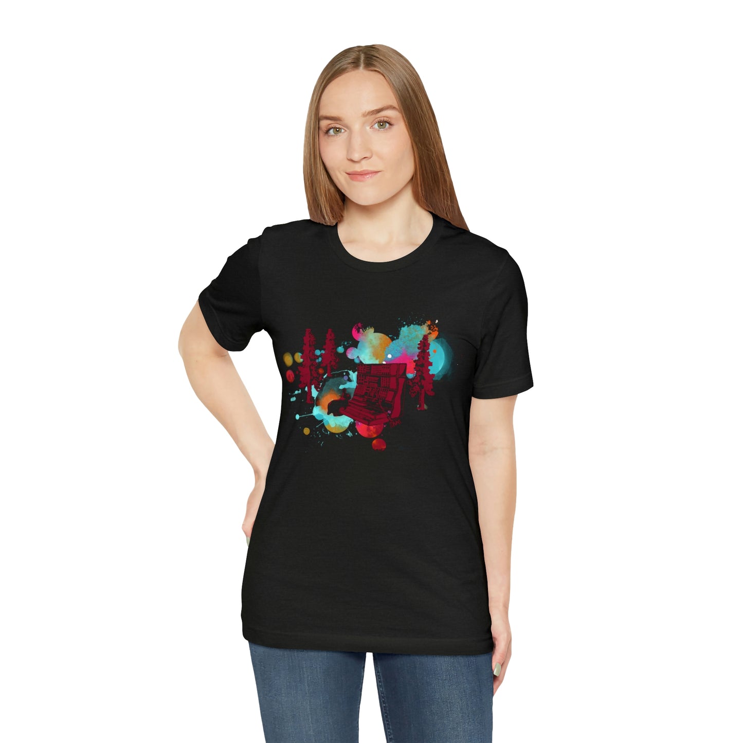 Rabbit Rockin Synth Unisex Tee 100% Airlume Cotton