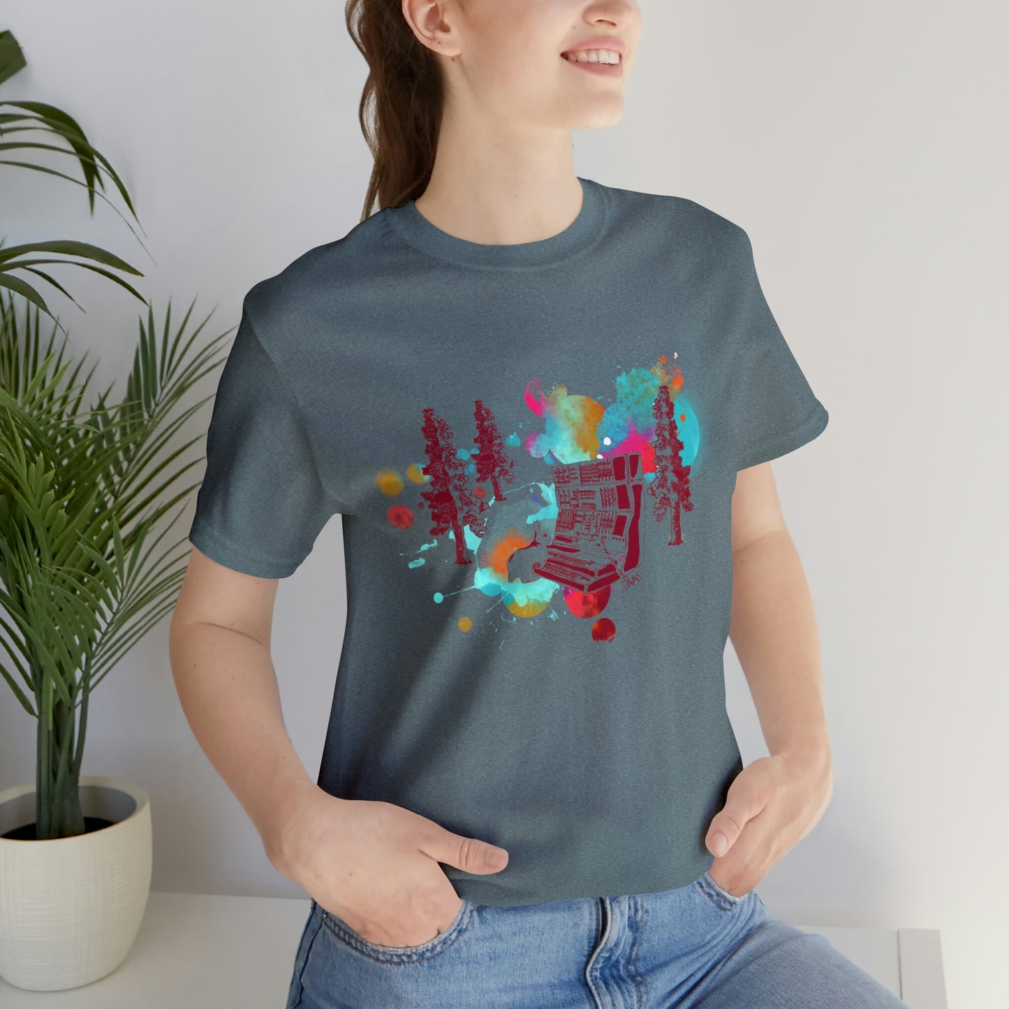 Rabbit Rockin Synth Unisex Tee 100% Airlume Cotton