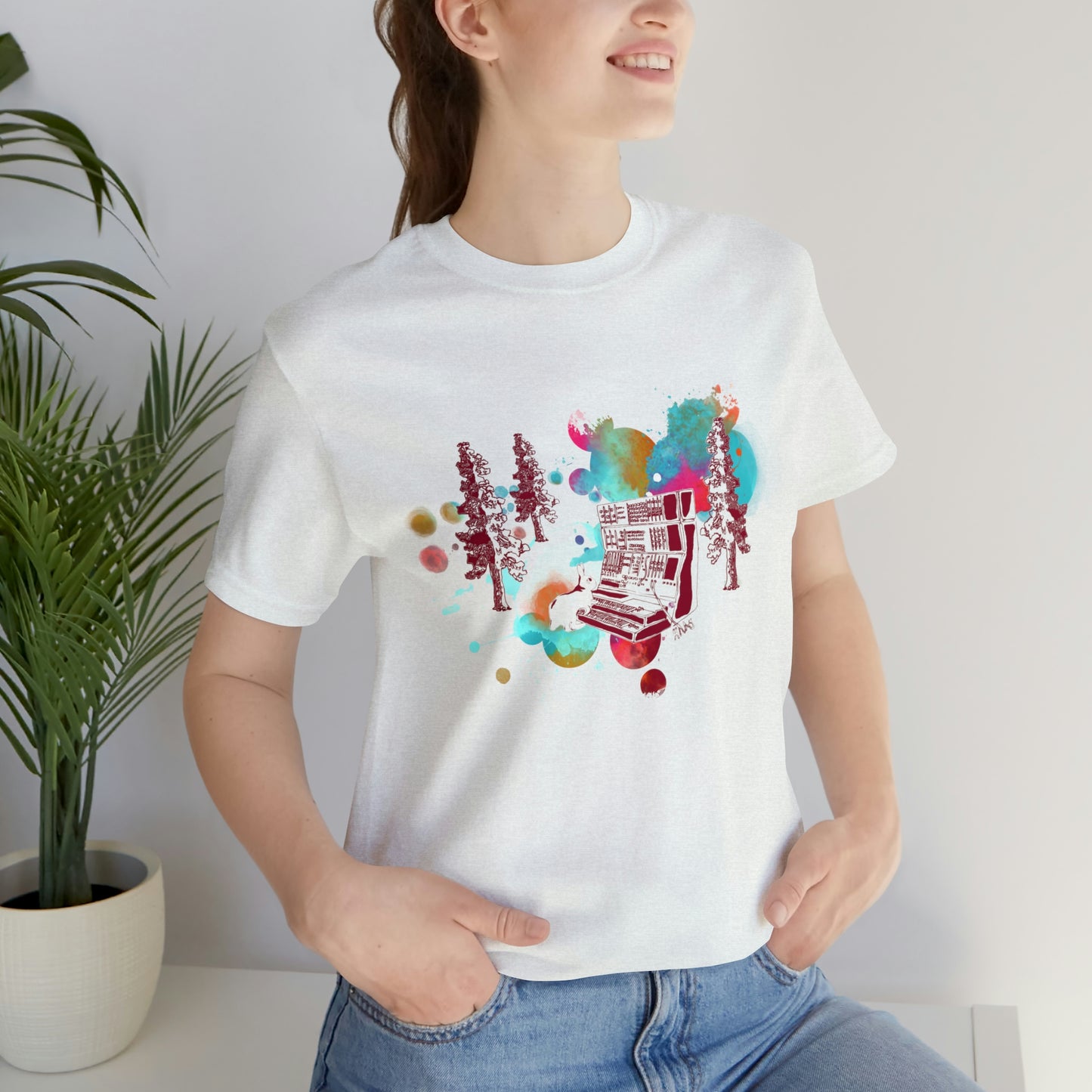 Rabbit Rockin Synth Unisex Tee 100% Airlume Cotton