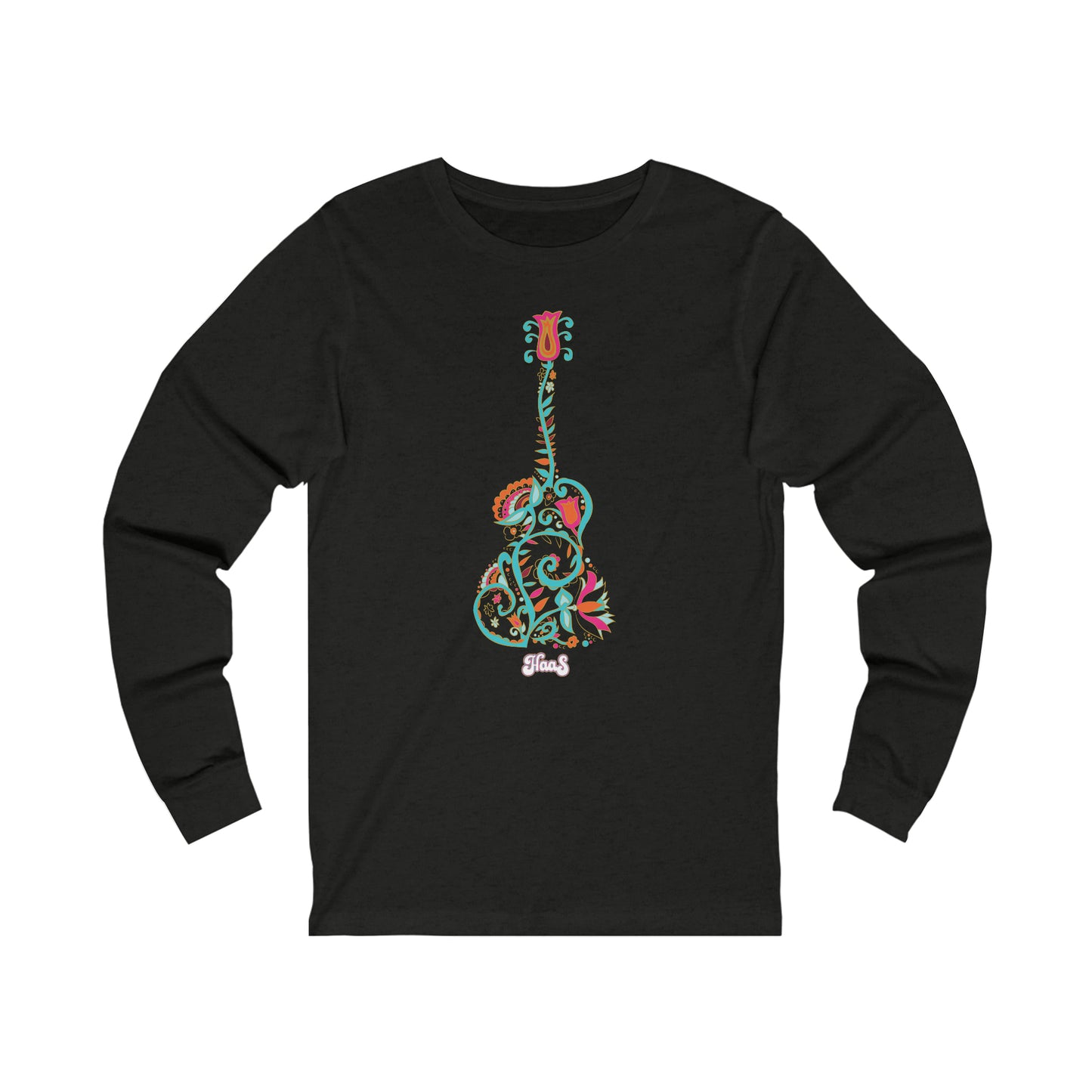Blooming Floral Guitar Unisex Jersey Long Sleeve Tee