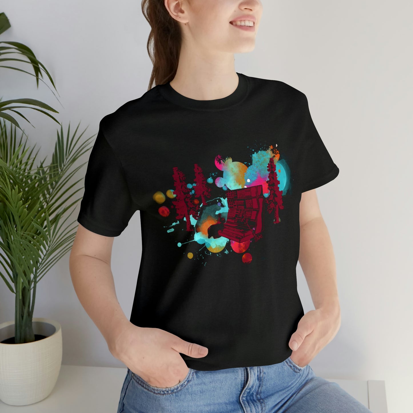 Rabbit Rockin Synth Unisex Tee 100% Airlume Cotton