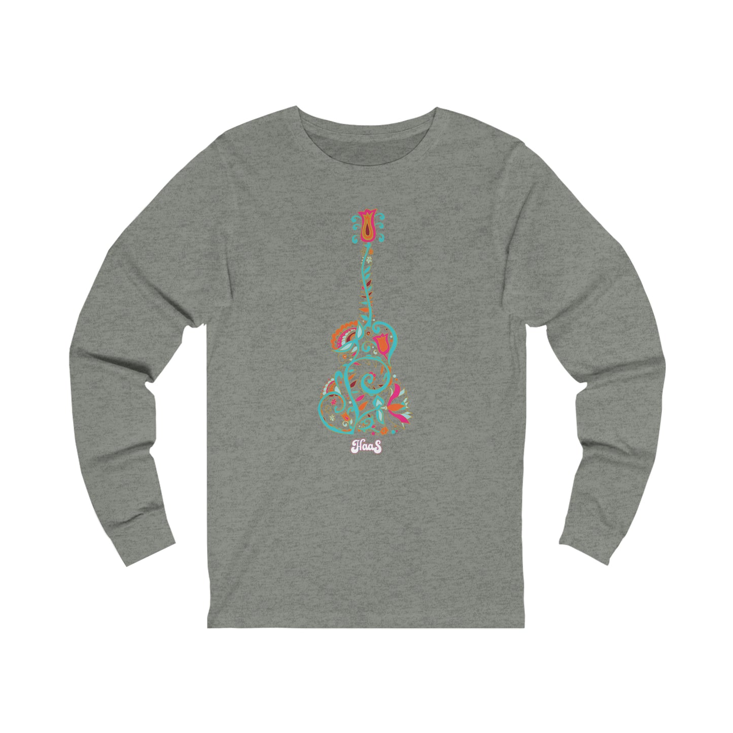Blooming Floral Guitar Unisex Jersey Long Sleeve Tee