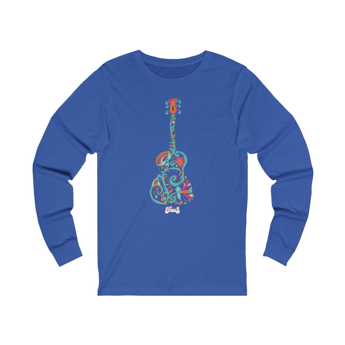 Blooming Floral Guitar Unisex Jersey Long Sleeve Tee
