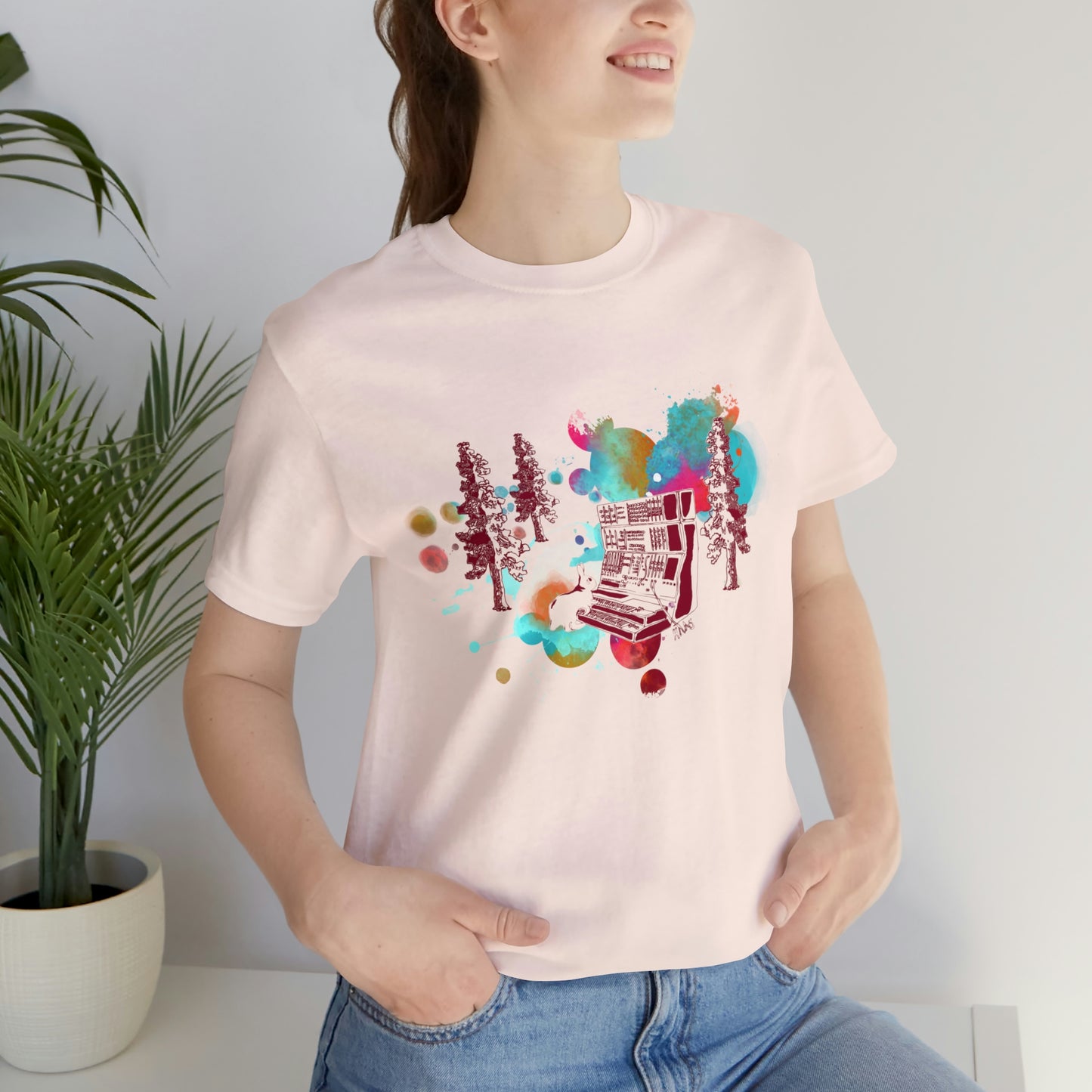 Rabbit Rockin Synth Unisex Tee 100% Airlume Cotton