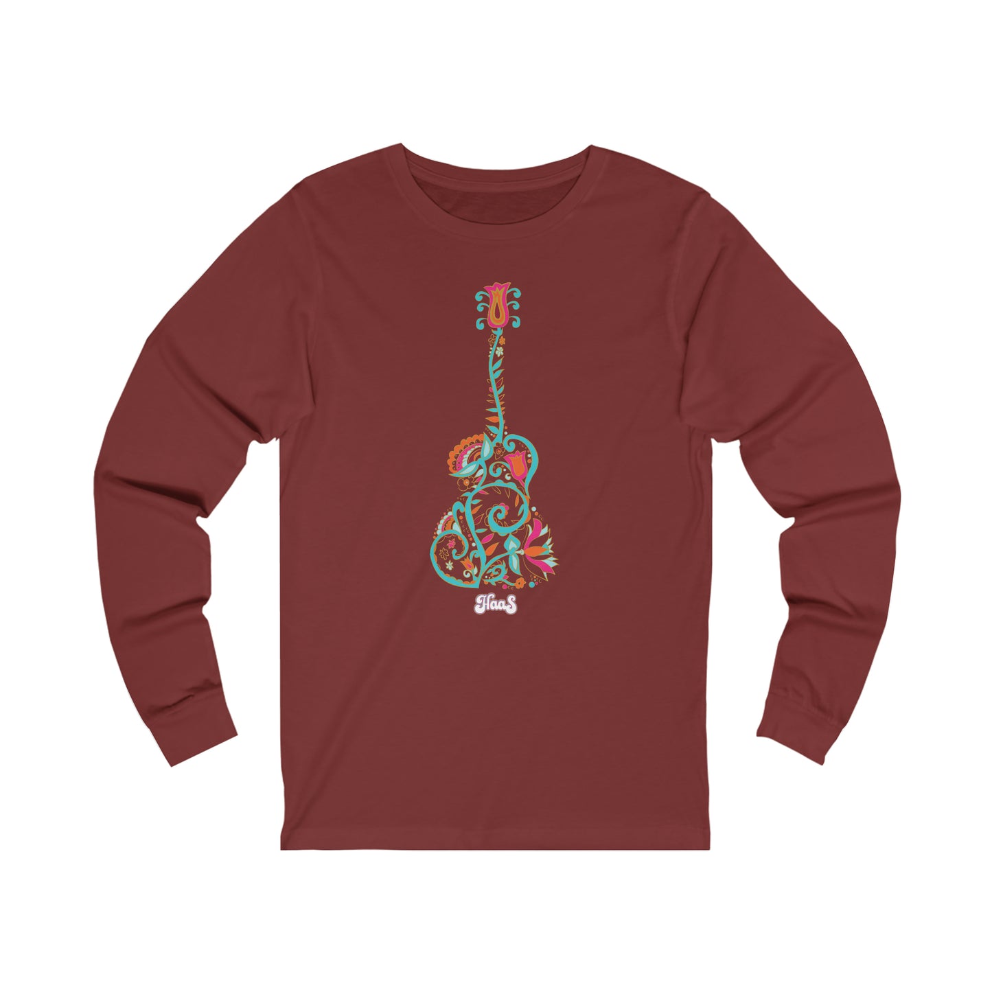 Blooming Floral Guitar Unisex Jersey Long Sleeve Tee