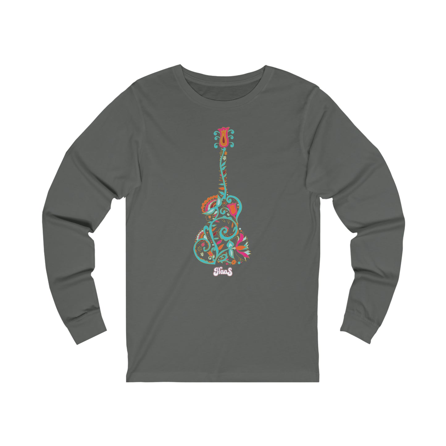 Blooming Floral Guitar Unisex Jersey Long Sleeve Tee