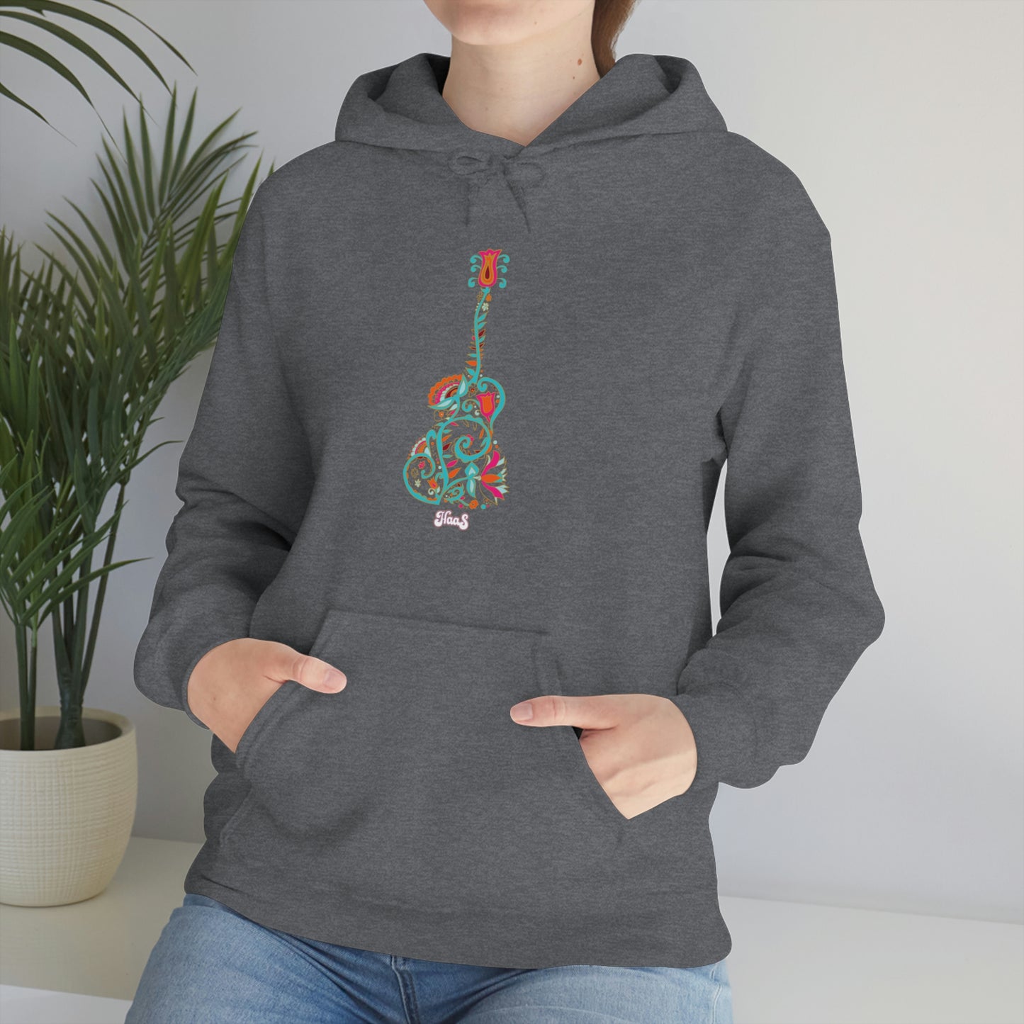 Blooming Floral Guitar Unisex Heavy Blend™ Hooded Sweatshirt