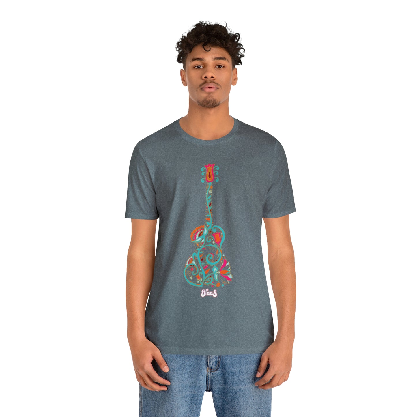 Blooming Floral Guitar Unisex Tee 100% Airlume Cotton