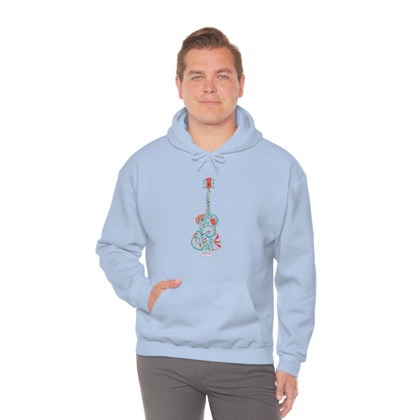 Blooming Floral Guitar Unisex Heavy Blend™ Hooded Sweatshirt