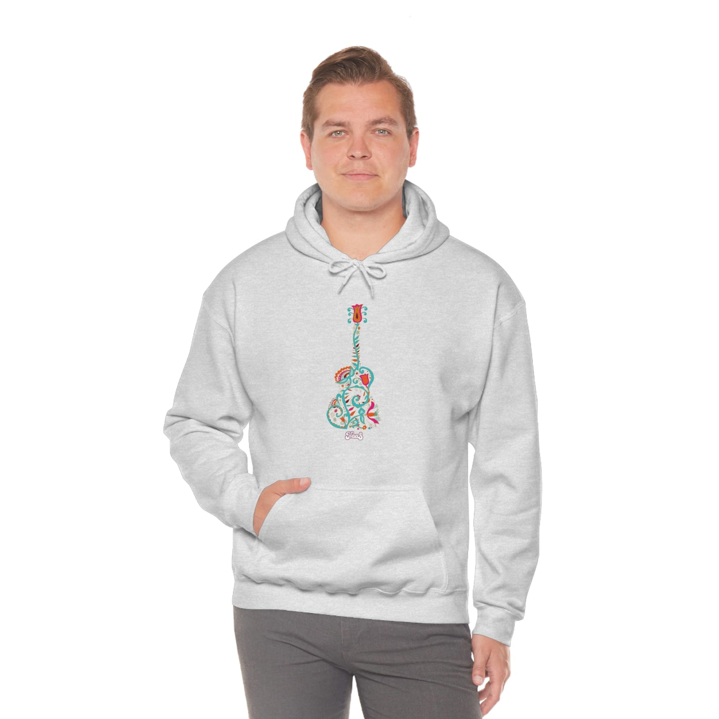 Blooming Floral Guitar Unisex Heavy Blend™ Hooded Sweatshirt