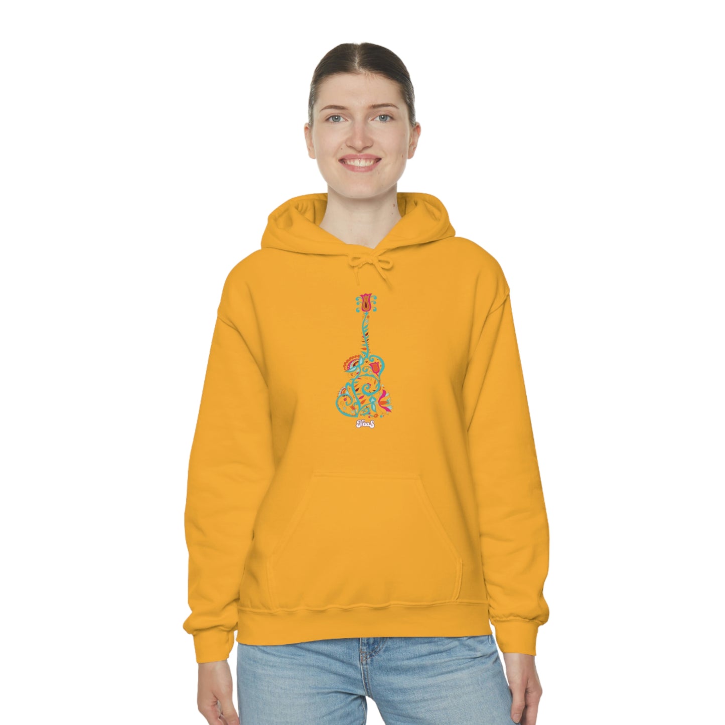 Blooming Floral Guitar Unisex Heavy Blend™ Hooded Sweatshirt