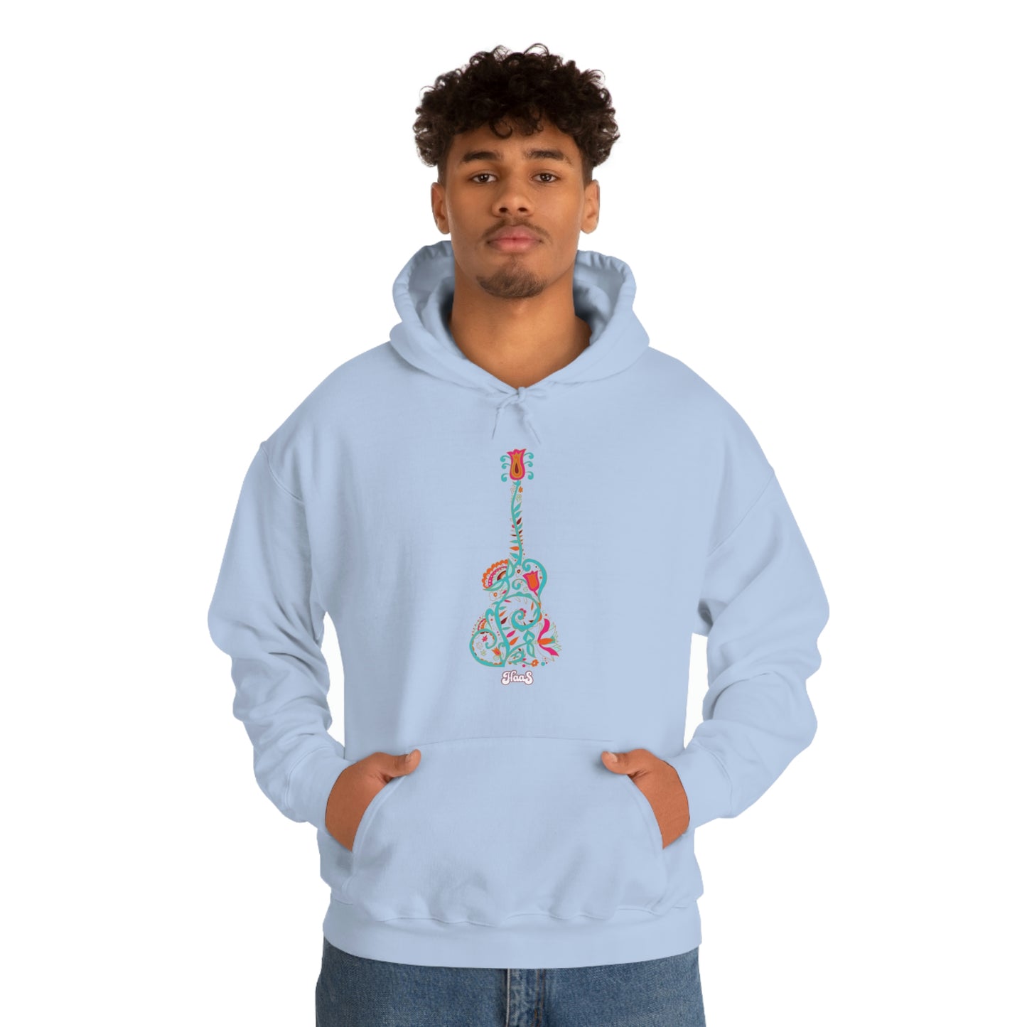 Blooming Floral Guitar Unisex Heavy Blend™ Hooded Sweatshirt