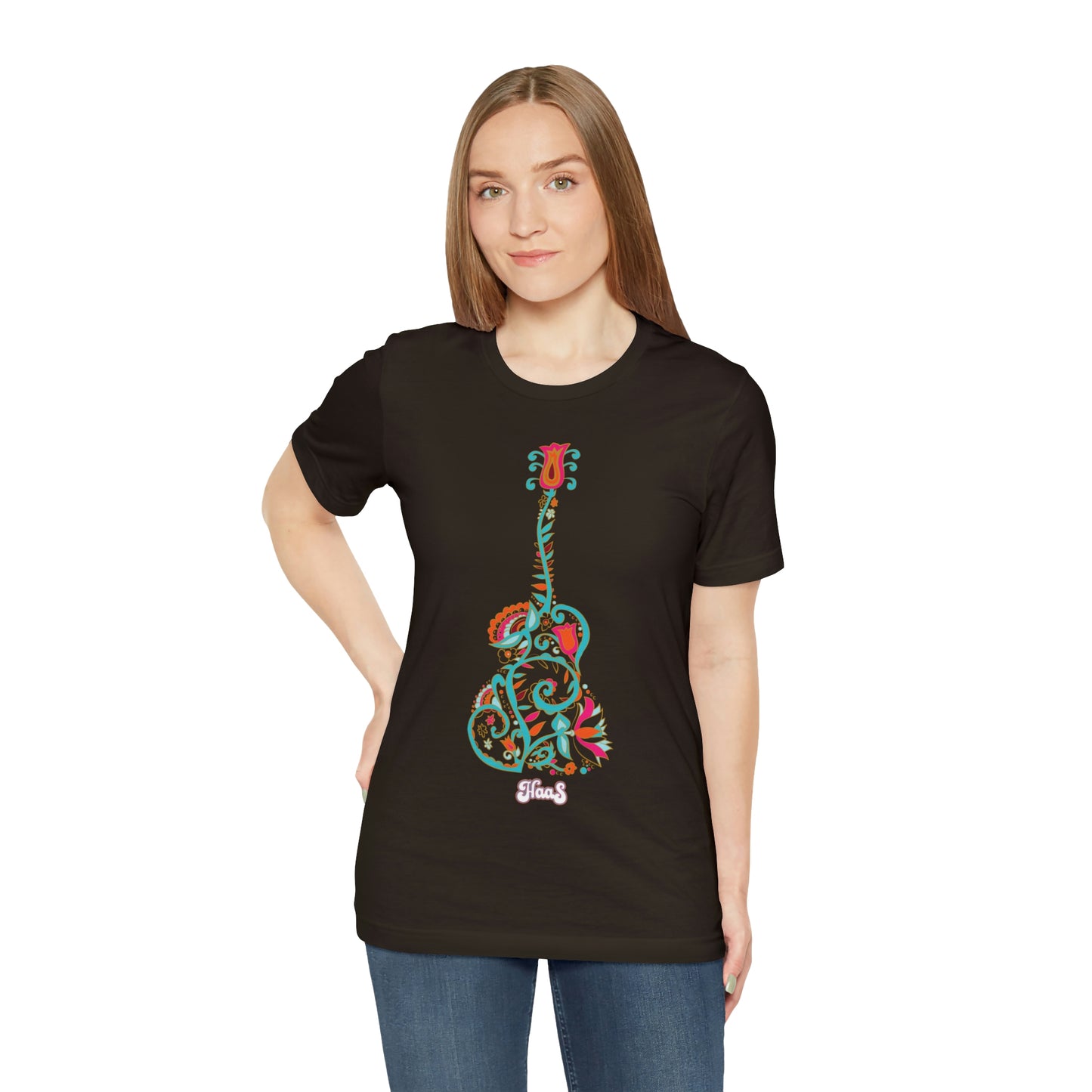 Blooming Floral Guitar Unisex Tee 100% Airlume Cotton