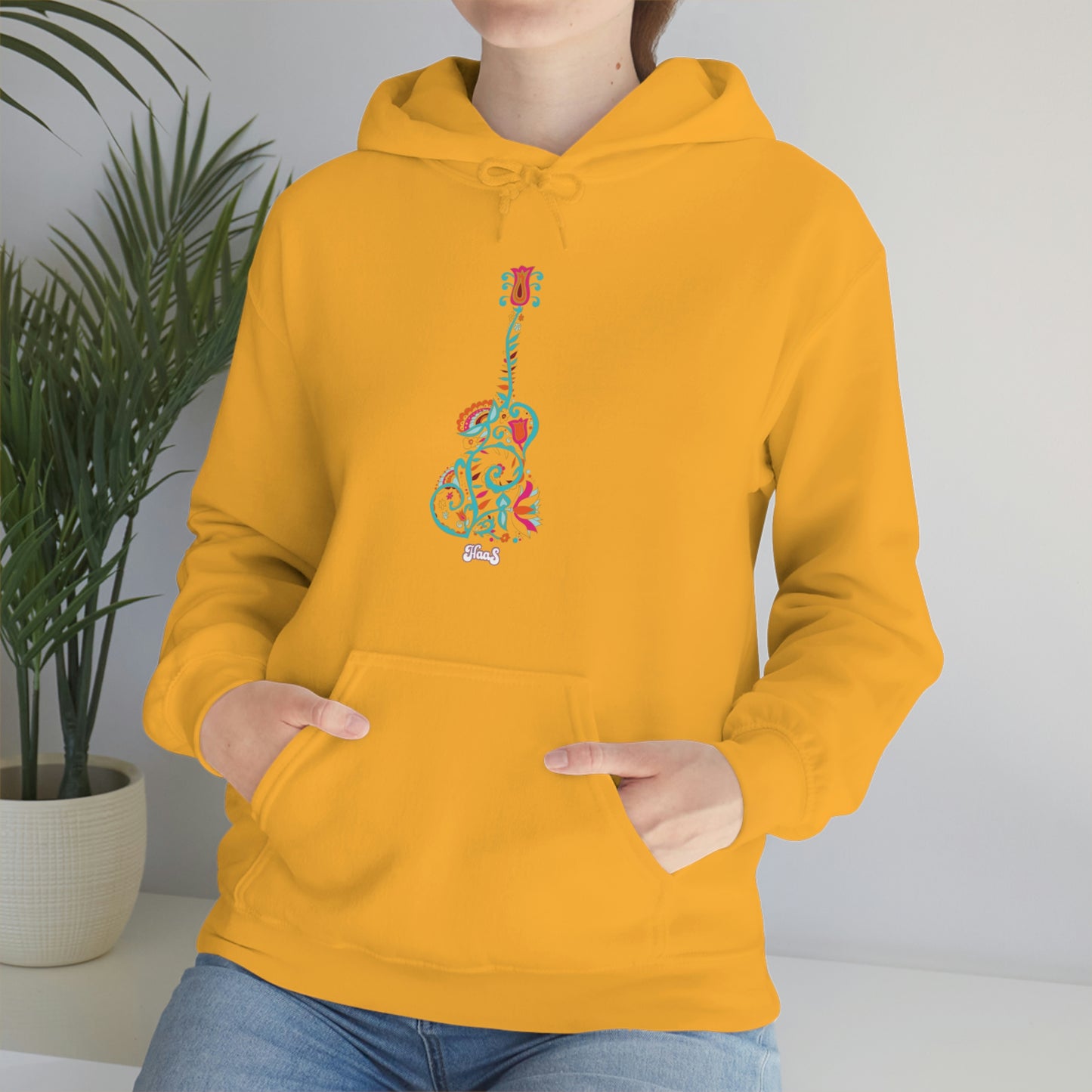 Blooming Floral Guitar Unisex Heavy Blend™ Hooded Sweatshirt