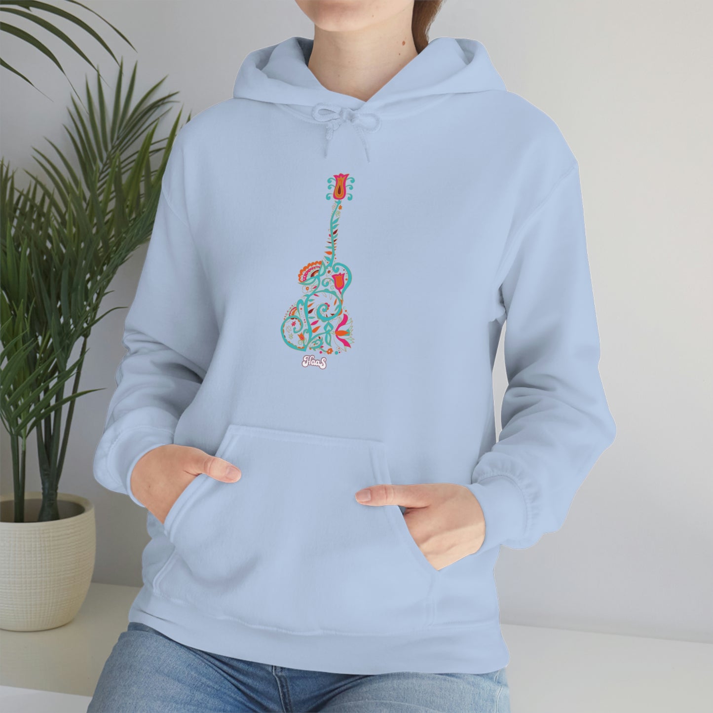 Blooming Floral Guitar Unisex Heavy Blend™ Hooded Sweatshirt