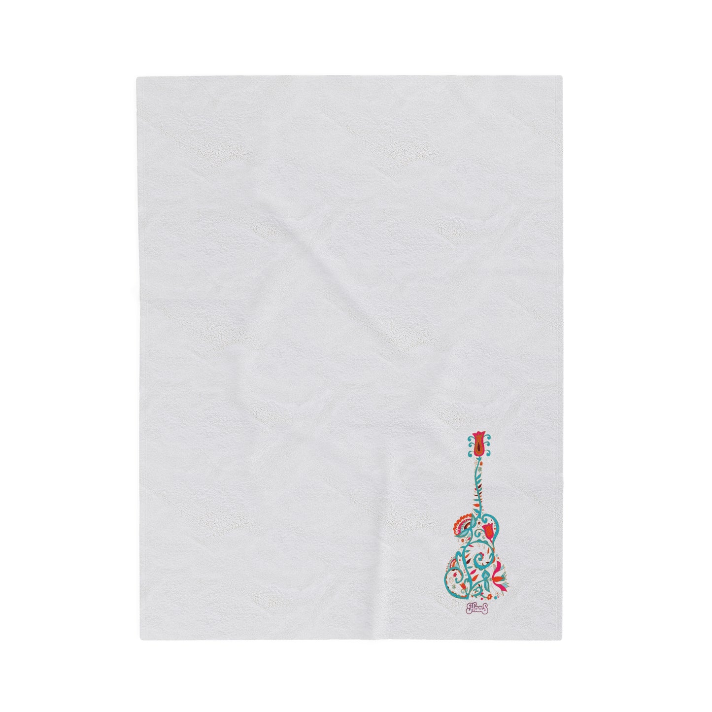 Blooming Floral Guitar Small Logo Velveteen Plush Blanket