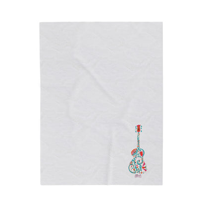 Blooming Floral Guitar Small Logo Velveteen Plush Blanket