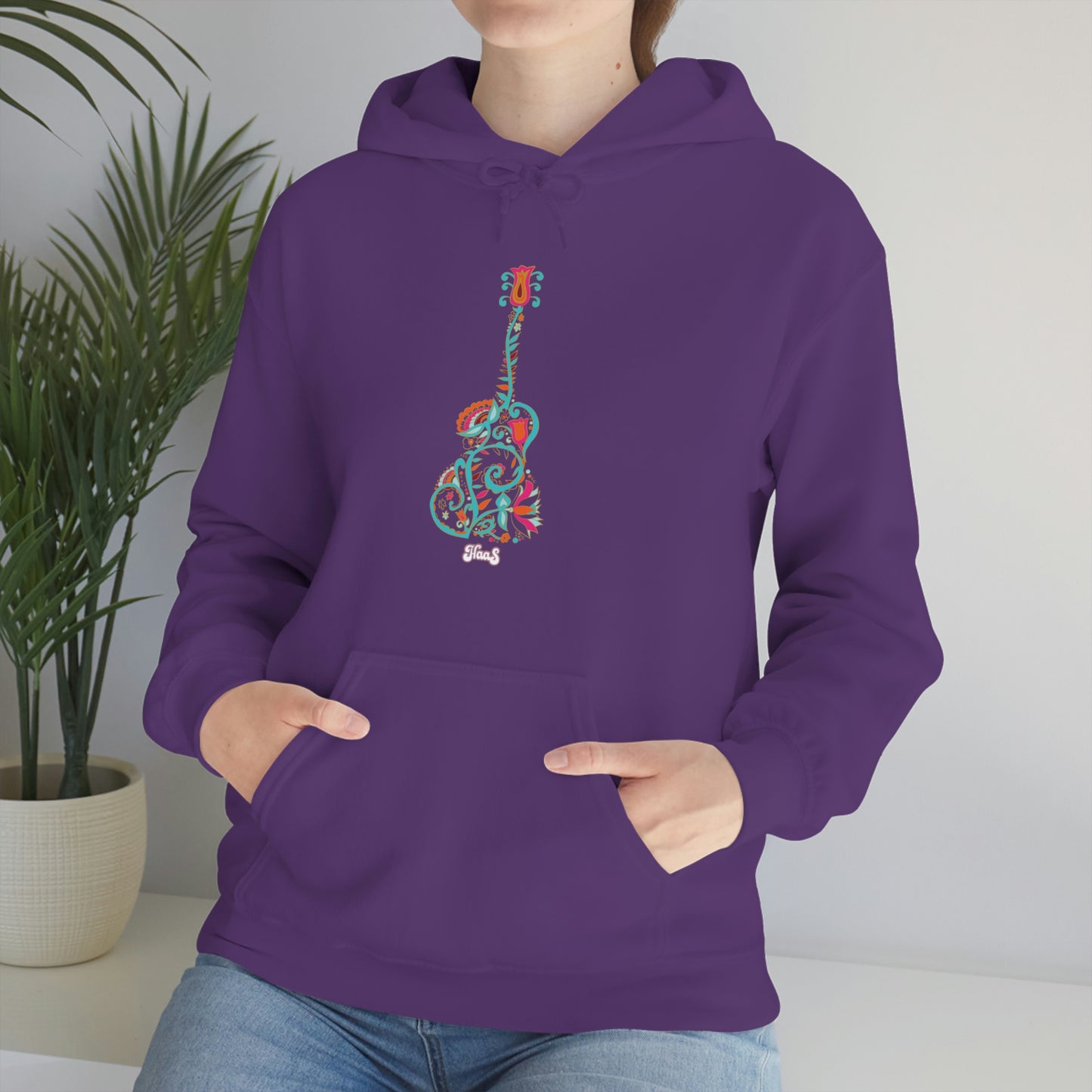 Blooming Floral Guitar Unisex Heavy Blend™ Hooded Sweatshirt