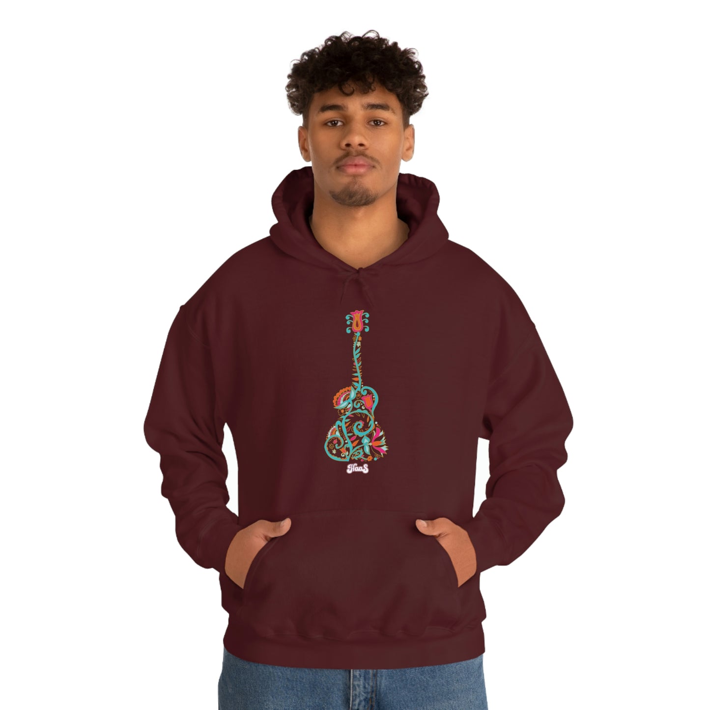 Blooming Floral Guitar Unisex Heavy Blend™ Hooded Sweatshirt