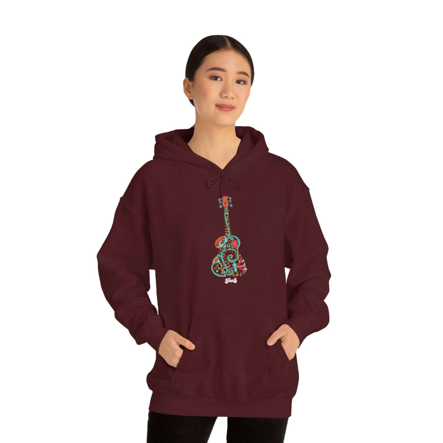 Blooming Floral Guitar Unisex Heavy Blend™ Hooded Sweatshirt