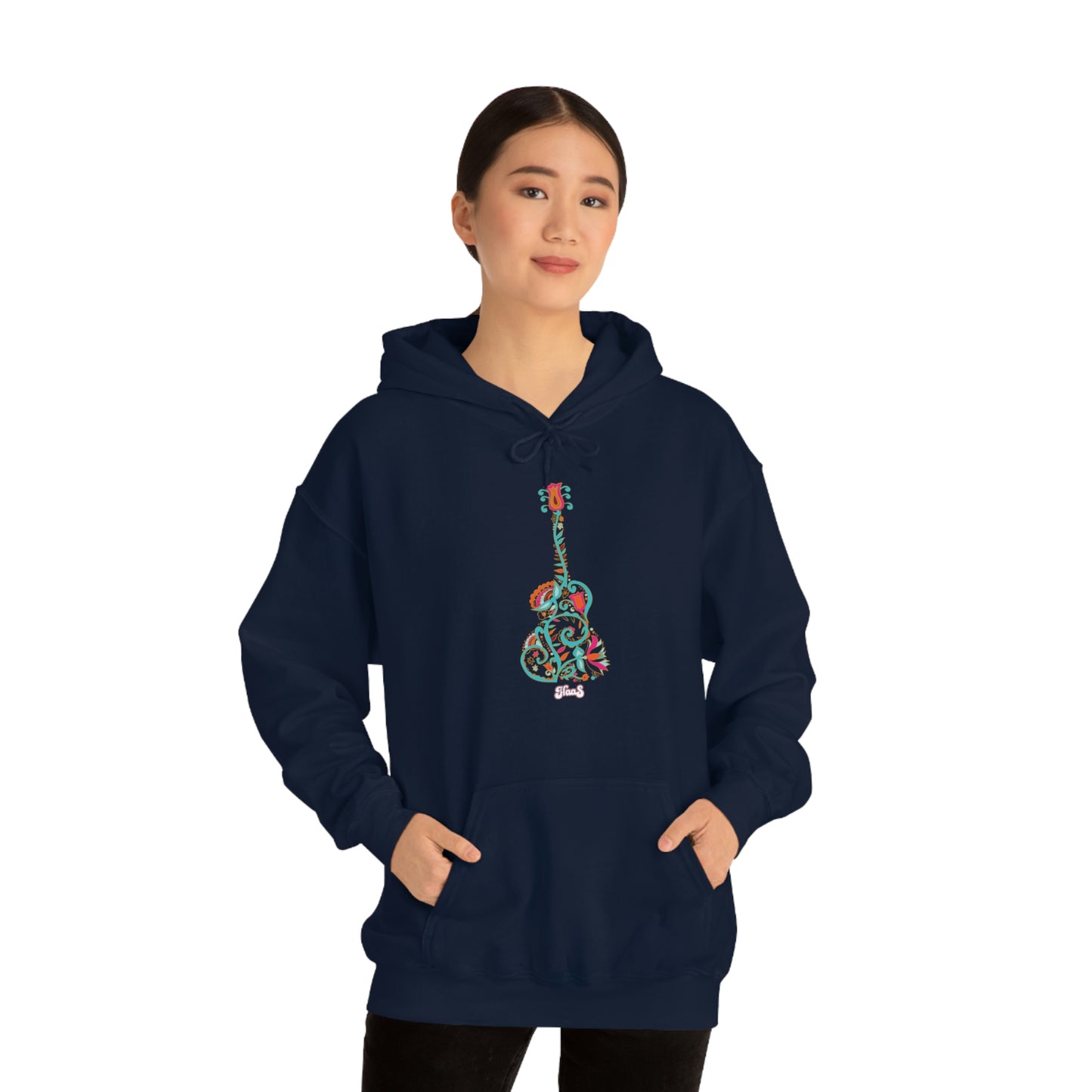 Blooming Floral Guitar Unisex Heavy Blend™ Hooded Sweatshirt