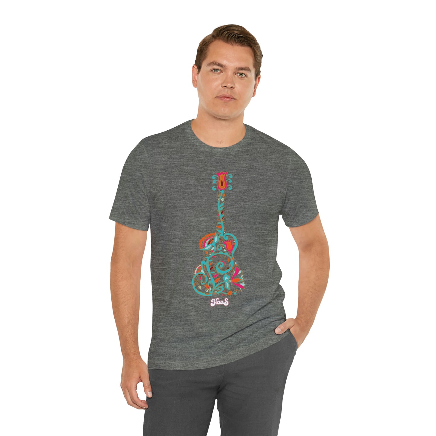 Blooming Floral Guitar Unisex Tee 100% Airlume Cotton