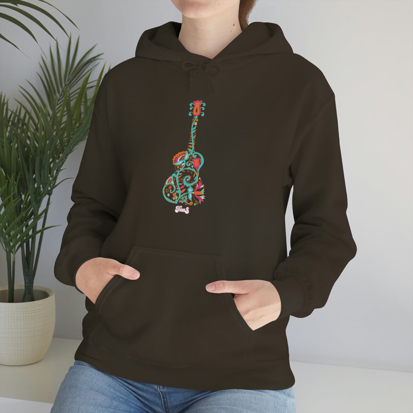 Blooming Floral Guitar Unisex Heavy Blend™ Hooded Sweatshirt