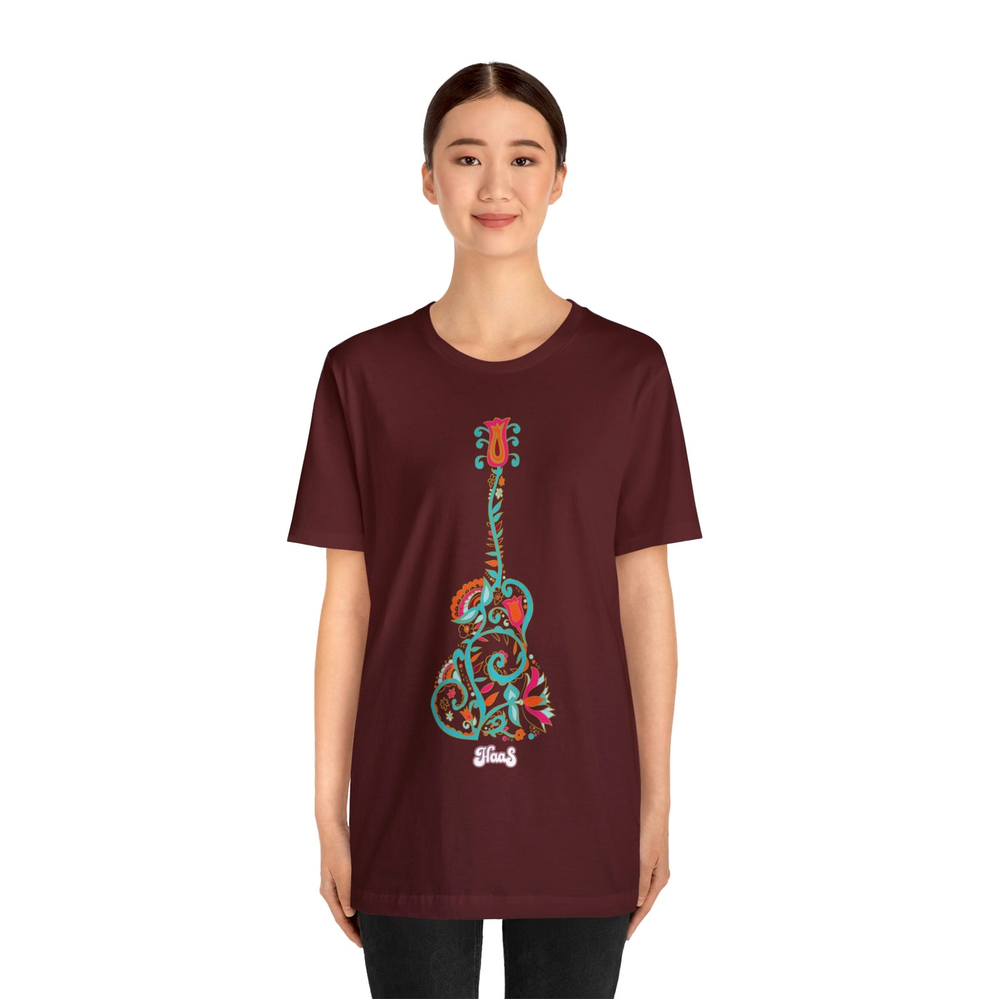 Blooming Floral Guitar Unisex Tee 100% Airlume Cotton