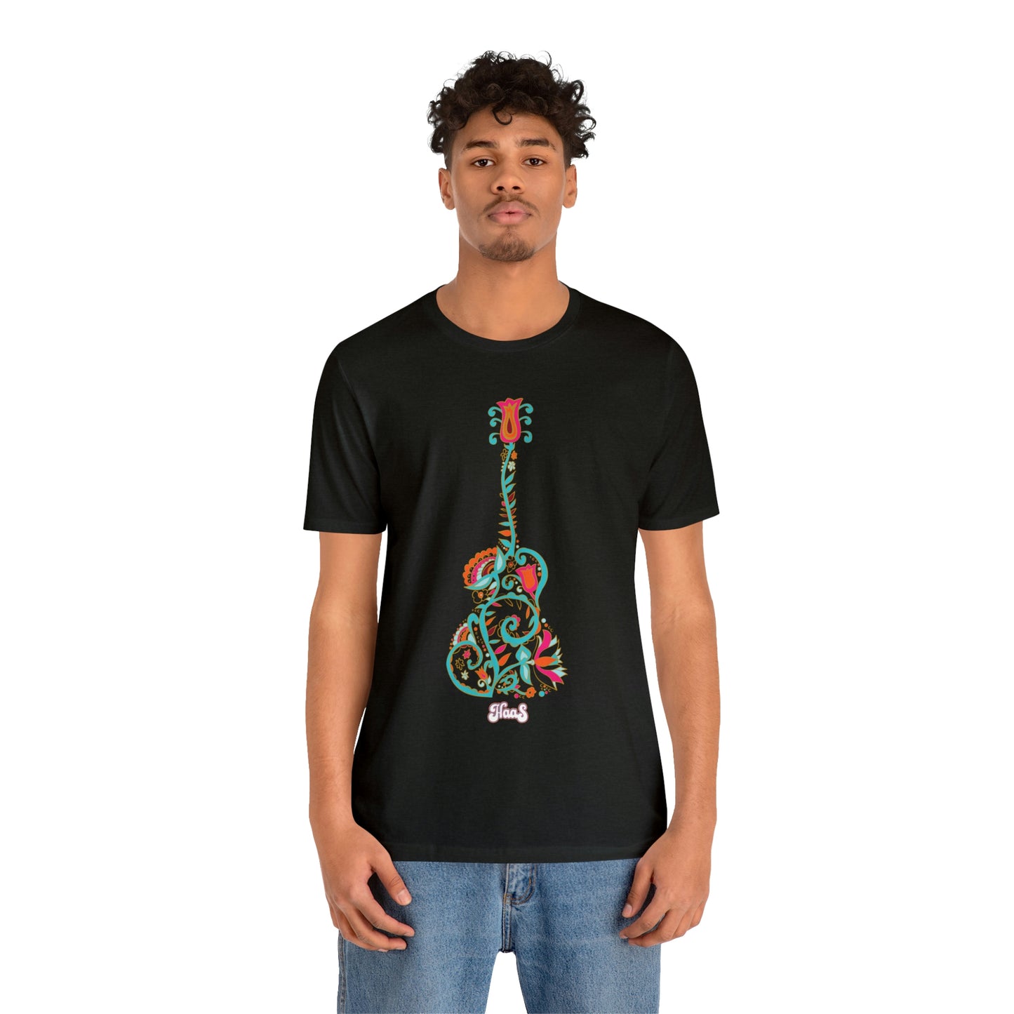 Blooming Floral Guitar Unisex Tee 100% Airlume Cotton