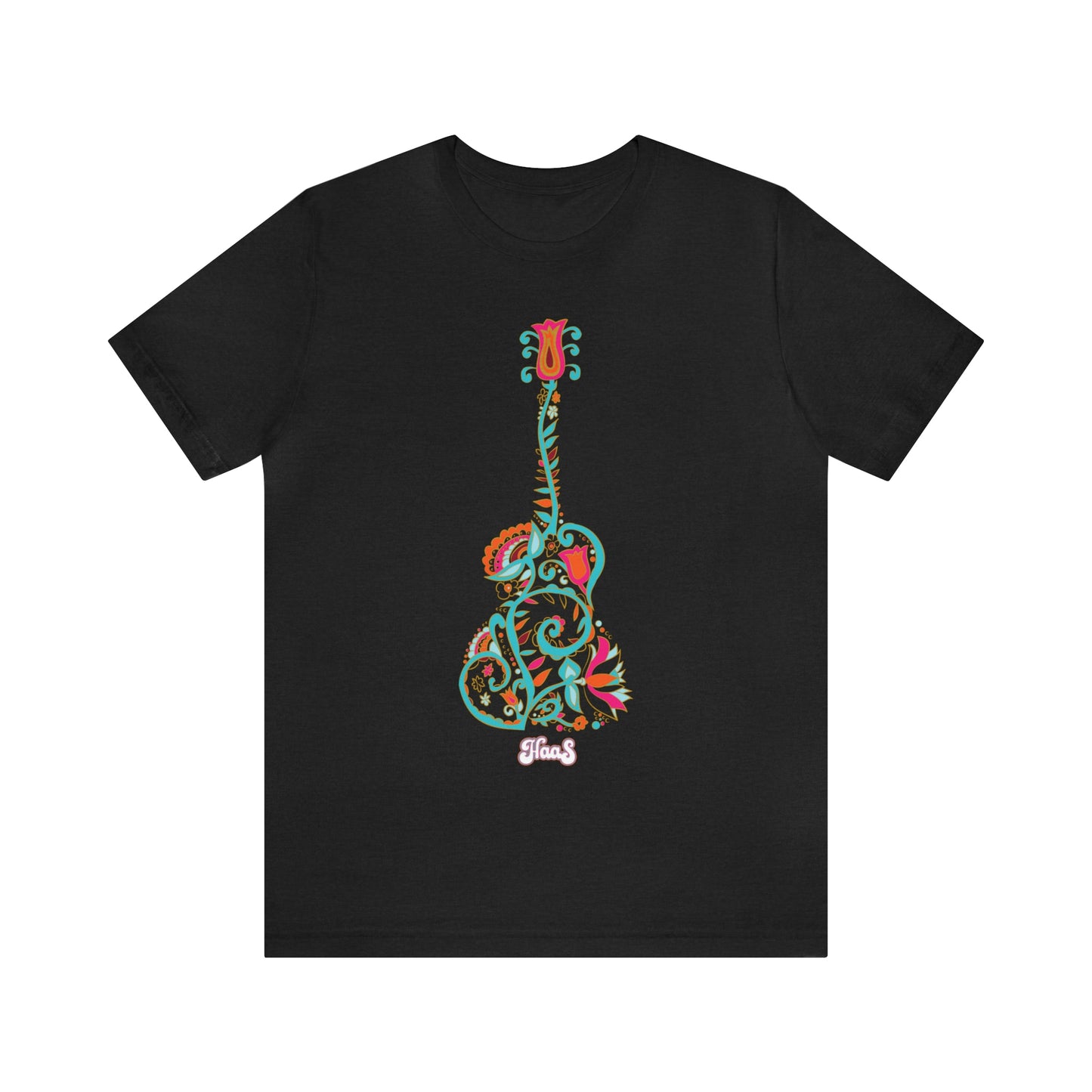 Blooming Floral Guitar Unisex Tee 100% Airlume Cotton