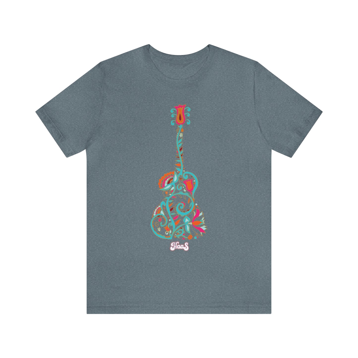 Blooming Floral Guitar Unisex Tee 100% Airlume Cotton