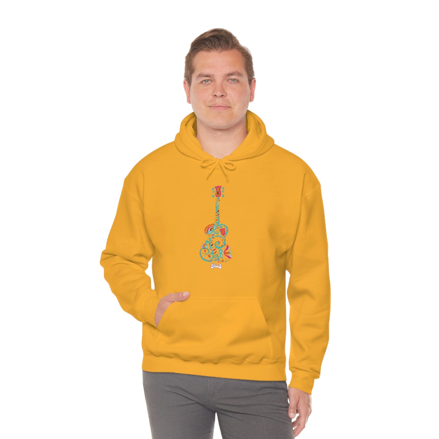 Blooming Floral Guitar Unisex Heavy Blend™ Hooded Sweatshirt