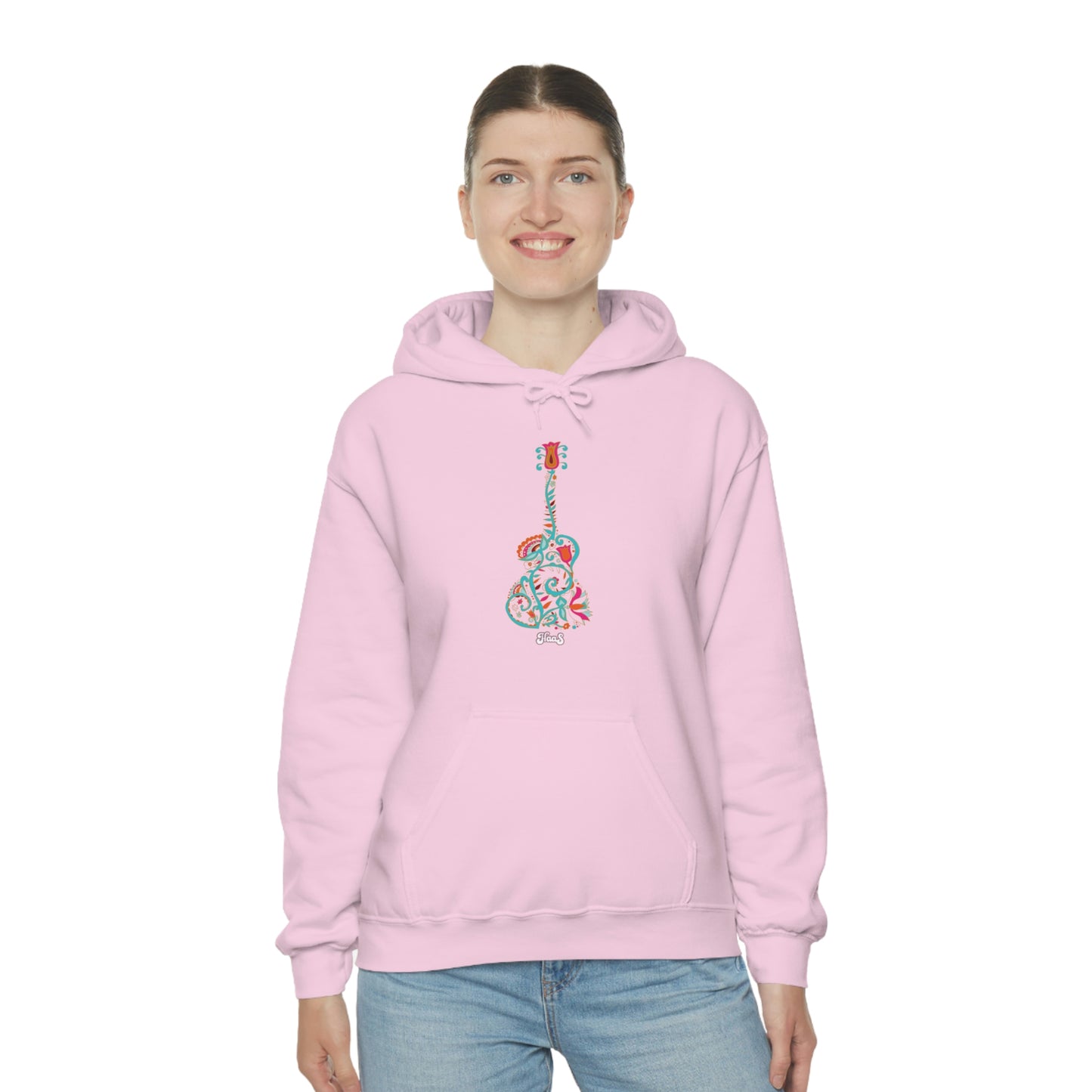 Blooming Floral Guitar Unisex Heavy Blend™ Hooded Sweatshirt