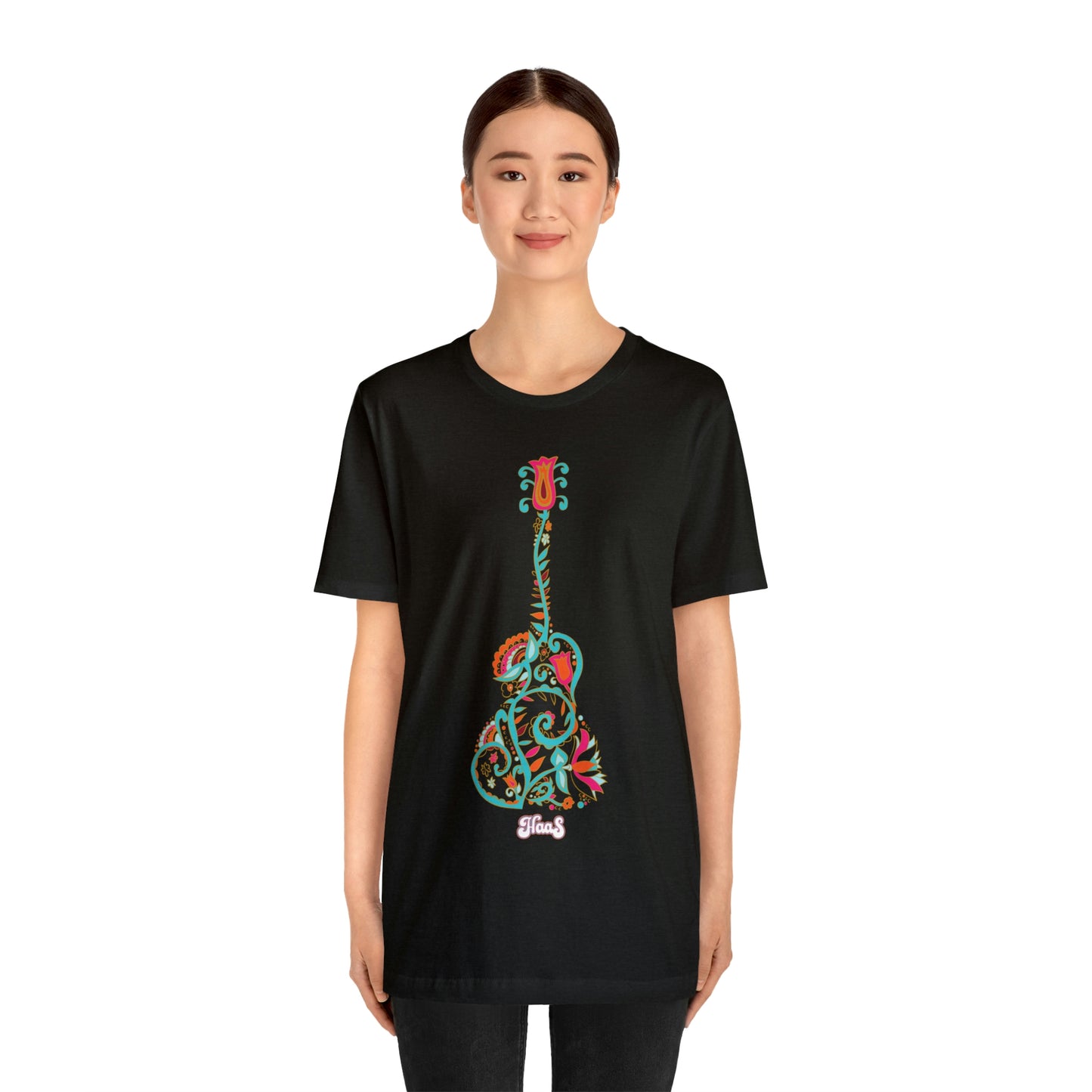 Blooming Floral Guitar Unisex Tee 100% Airlume Cotton