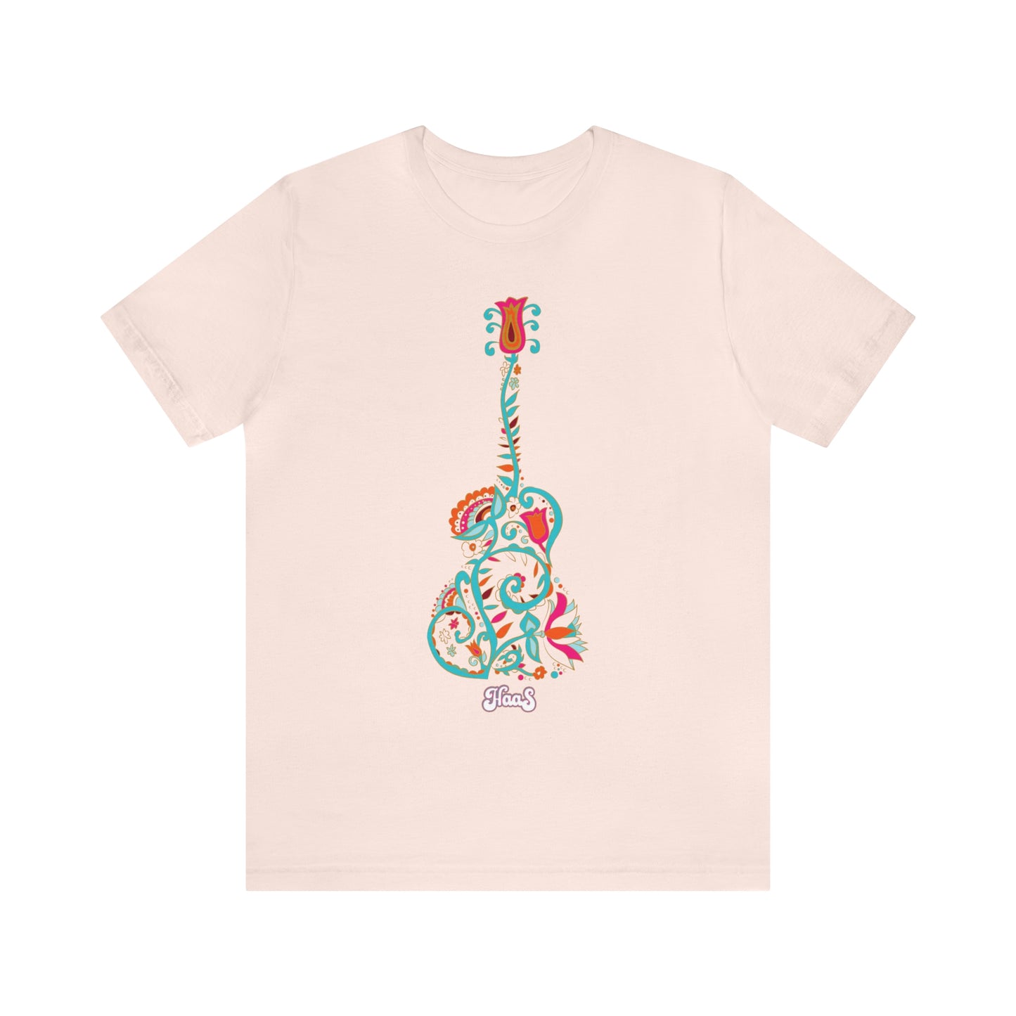 Blooming Floral Guitar Unisex Tee 100% Airlume Cotton