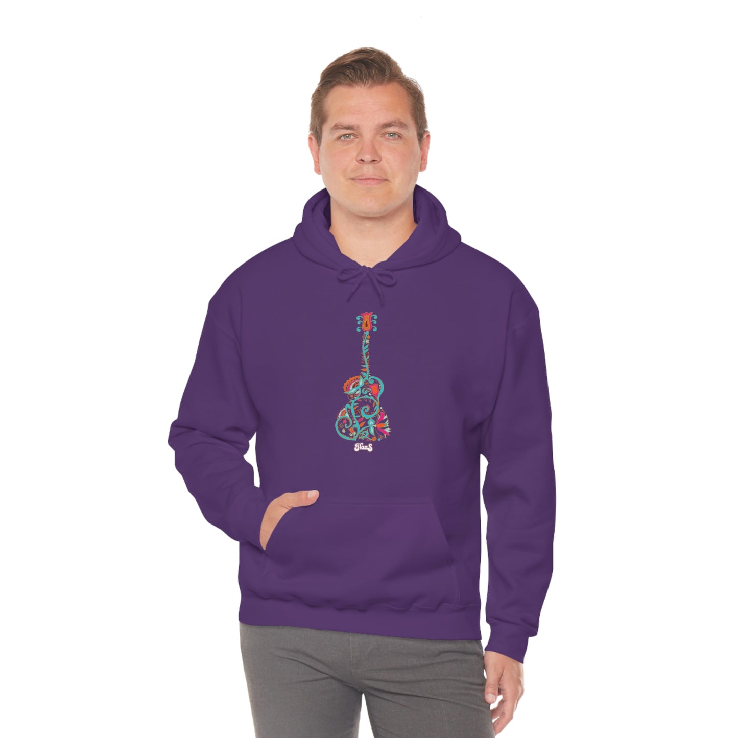 Blooming Floral Guitar Unisex Heavy Blend™ Hooded Sweatshirt