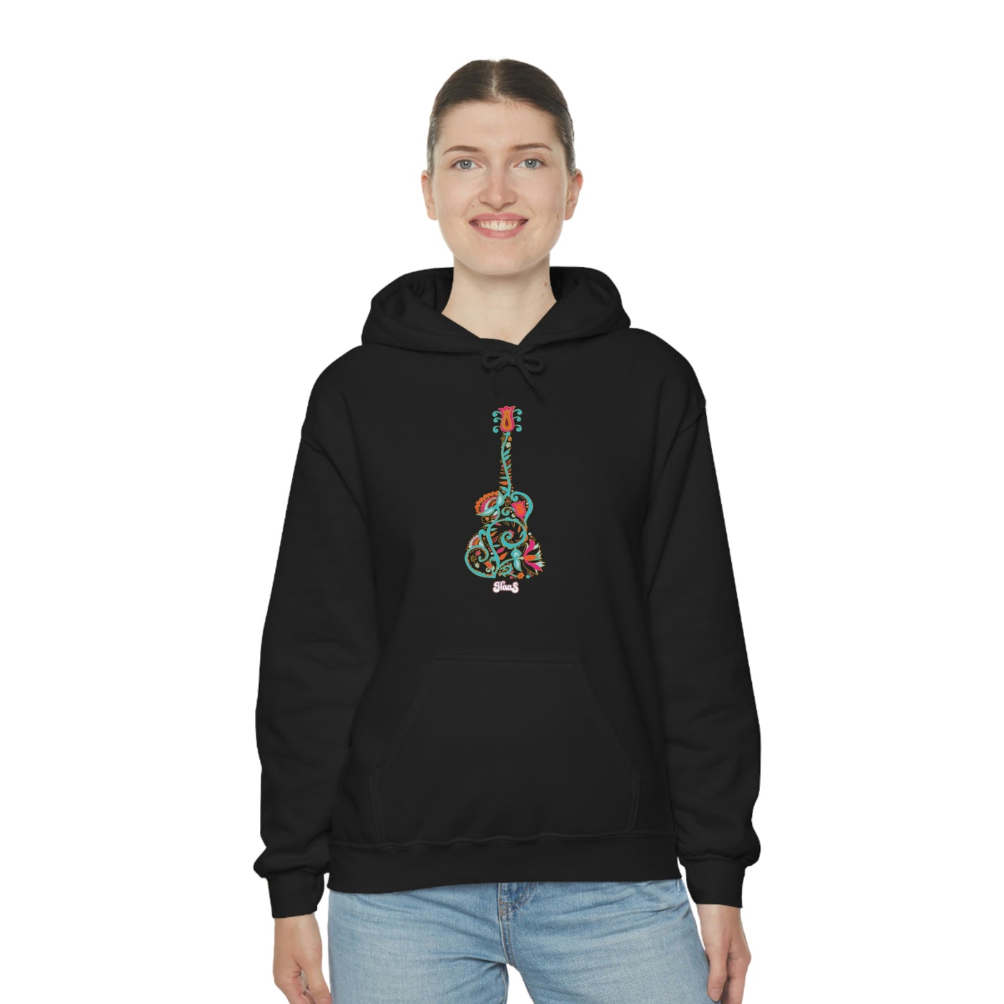 Blooming Floral Guitar Unisex Heavy Blend™ Hooded Sweatshirt