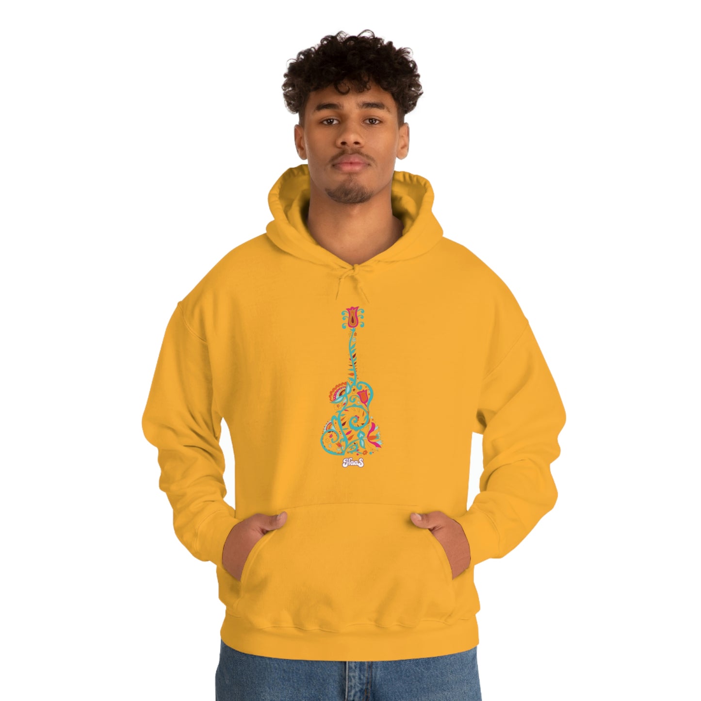 Blooming Floral Guitar Unisex Heavy Blend™ Hooded Sweatshirt