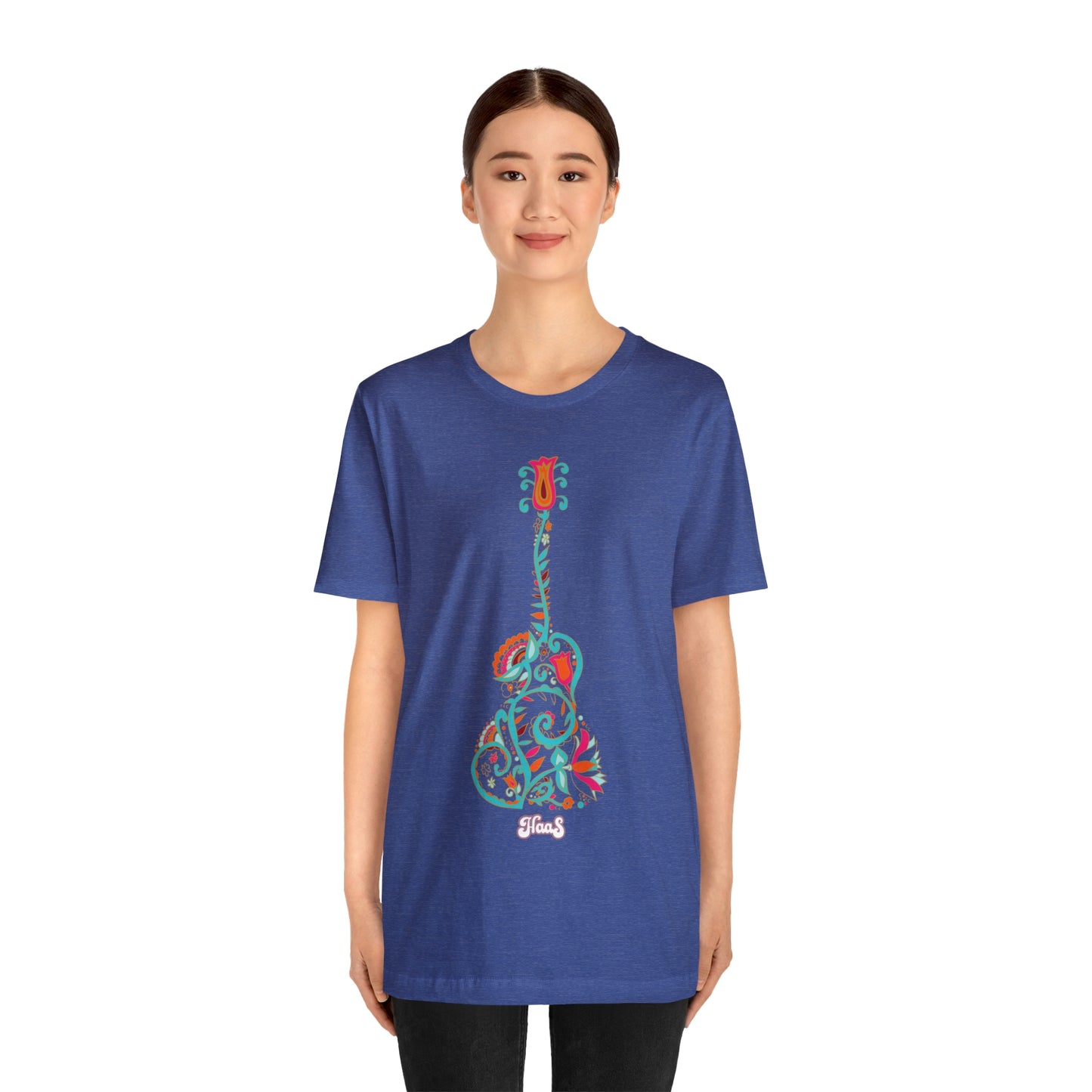 Blooming Floral Guitar Unisex Tee 100% Airlume Cotton