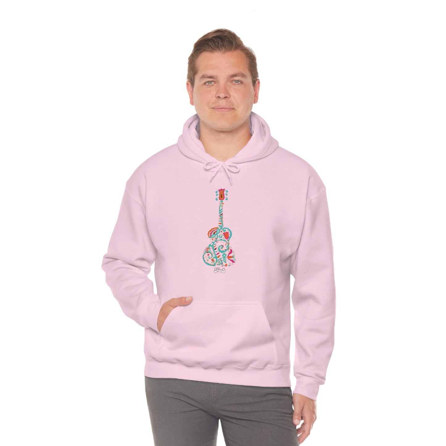 Blooming Floral Guitar Unisex Heavy Blend™ Hooded Sweatshirt